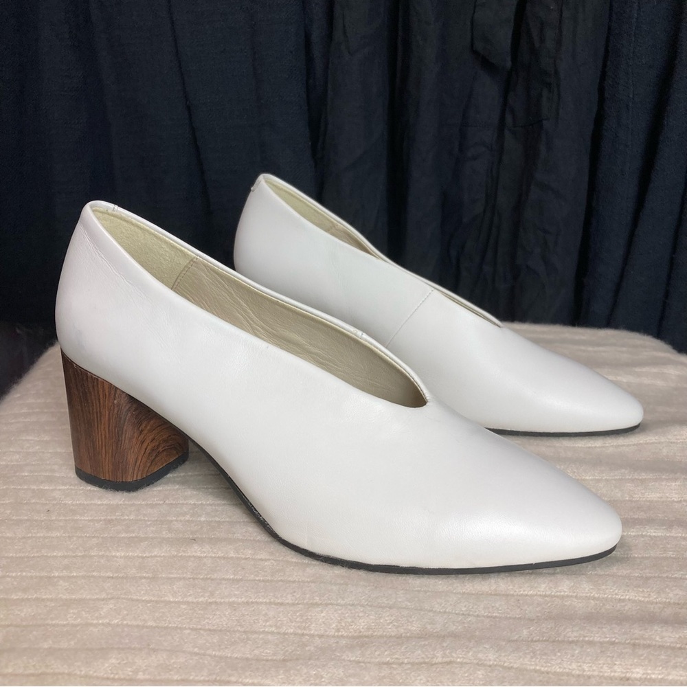 Vagabond Eve Heels White Leather Brown Block Heel EU 36